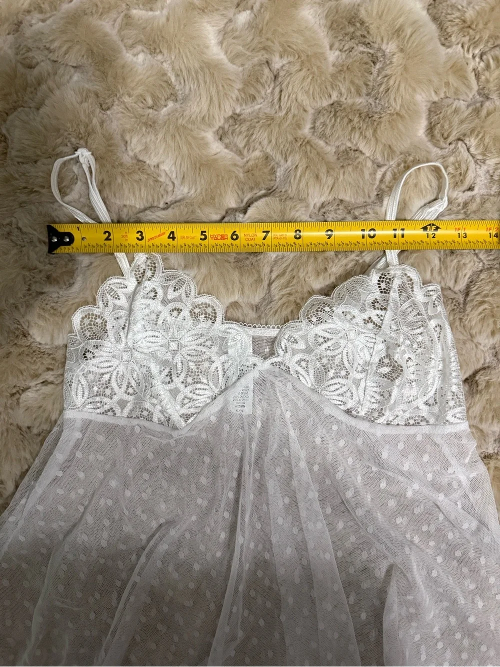 Sheer Lace & Satin Trim White Babydoll Chemise